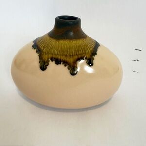 Vintage Tozai Home Pottery Bud Vase Brown Drip Glaze Stoneware